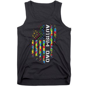 Autism Dad Awareness American Flag USA Tank Top