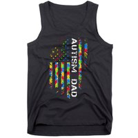 Autism Dad Awareness American Flag USA Tank Top