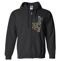 Autism Dad Awareness American Flag USA Full Zip Hoodie