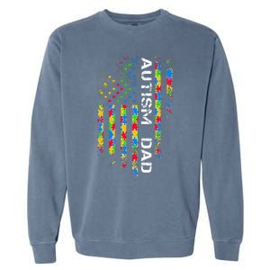 Autism Dad Awareness American Flag USA Garment-Dyed Sweatshirt