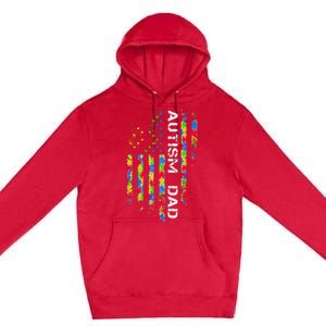 Autism Dad Awareness American Flag USA Premium Pullover Hoodie