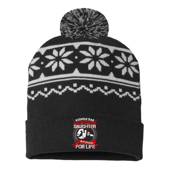 Asshole Dad And Smartass Daughter Best Friend For Life USA-Made Snowflake Beanie