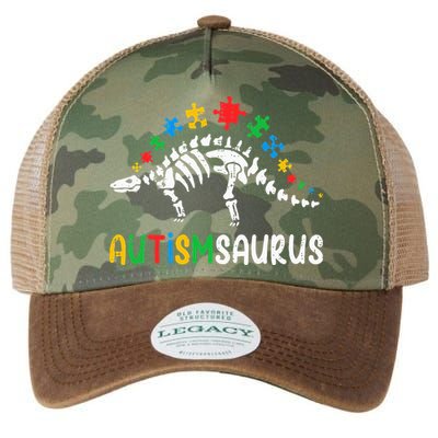 Autismsaurus Dinosaur Autism Awareness Legacy Tie Dye Trucker Hat