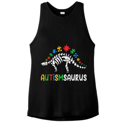 Autismsaurus Dinosaur Autism Awareness Ladies PosiCharge Tri-Blend Wicking Tank