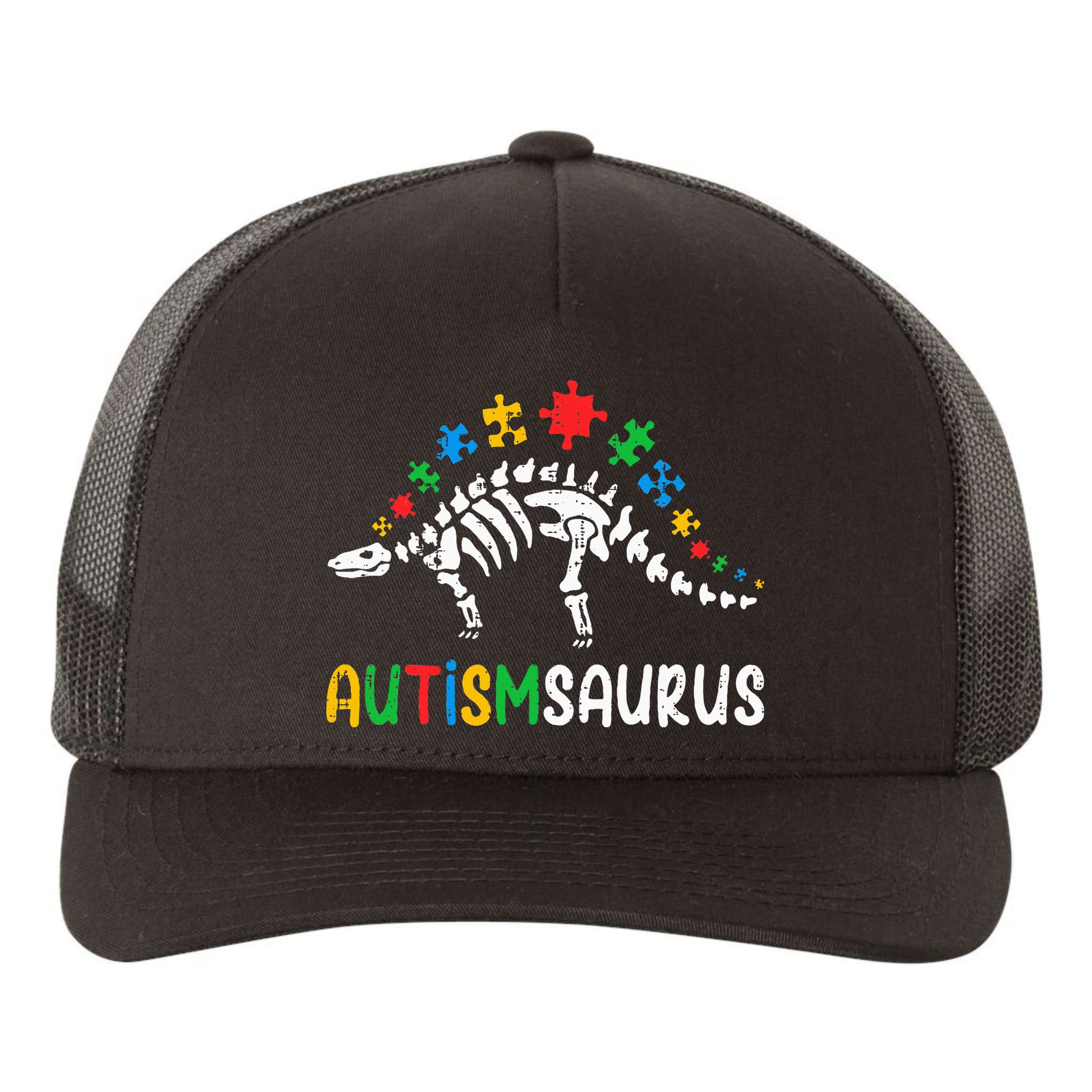 Autismsaurus Dinosaur Autism Awareness Yupoong Adult 5-Panel Trucker Hat