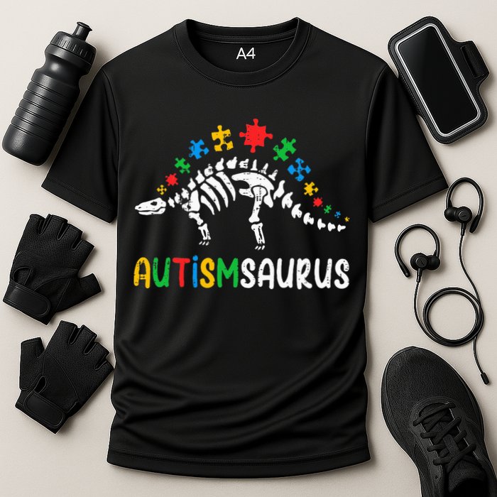Autismsaurus Dinosaur Autism Awareness Cooling Performance Crew T-Shirt