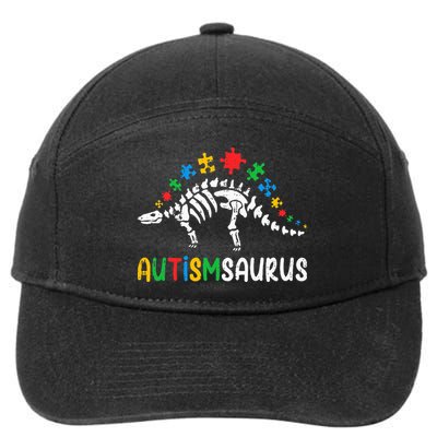 Autismsaurus Dinosaur Autism Awareness 7-Panel Snapback Hat