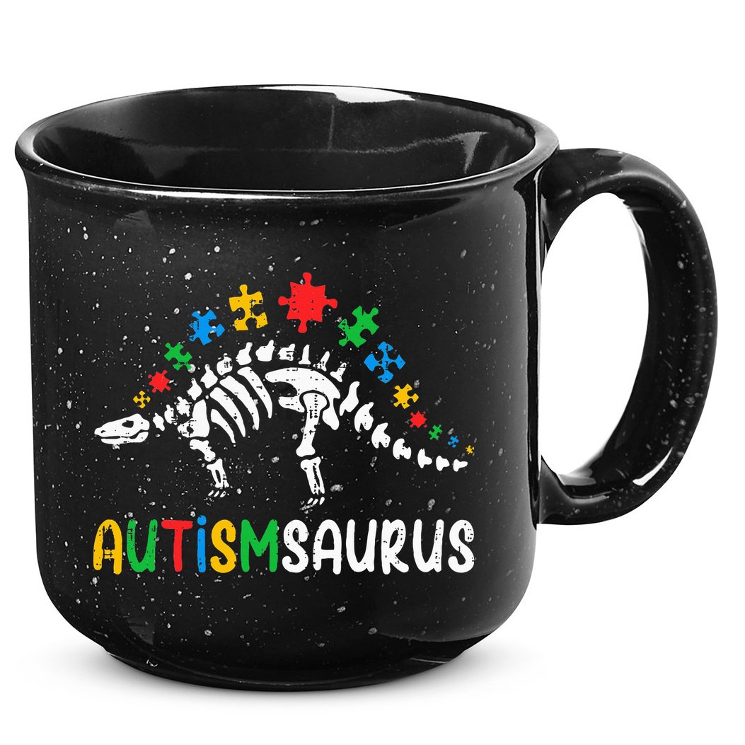 Autismsaurus Dinosaur Autism Awareness 15oz Campfire Ceramic Mug