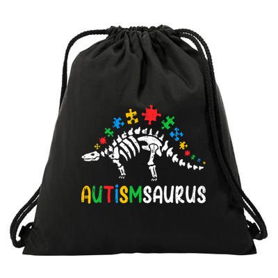 Autismsaurus Dinosaur Autism Awareness Drawstring Bag