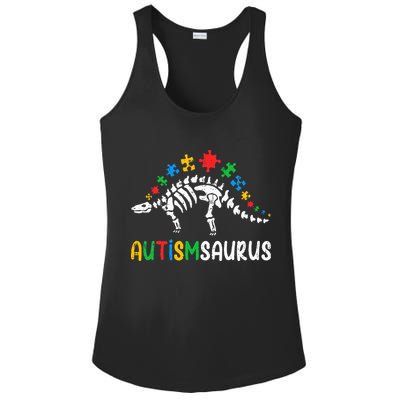 Autismsaurus Dinosaur Autism Awareness Ladies PosiCharge Competitor Racerback Tank