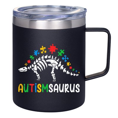Autismsaurus Dinosaur Autism Awareness 12oz Stainless Steel Coffee Mug