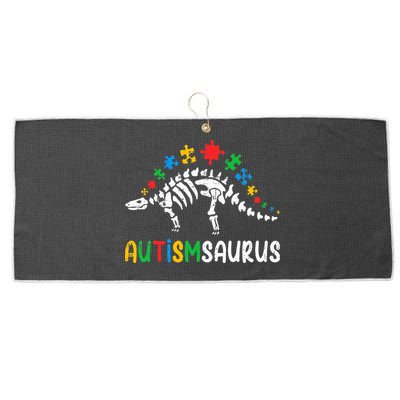 Autismsaurus Dinosaur Autism Awareness Large Microfiber Waffle Golf Towel