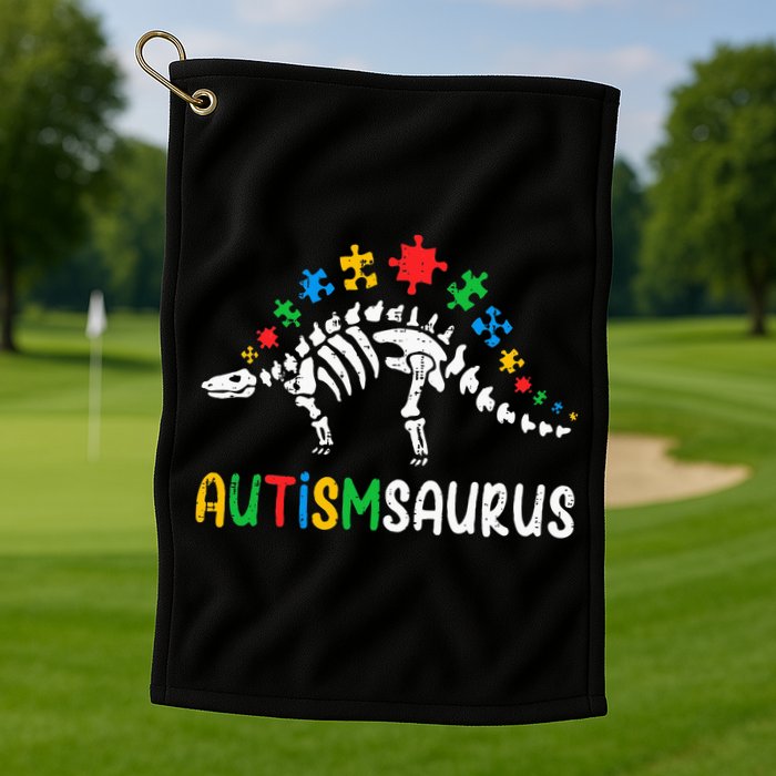 Autismsaurus Dinosaur Autism Awareness Golf Towel
