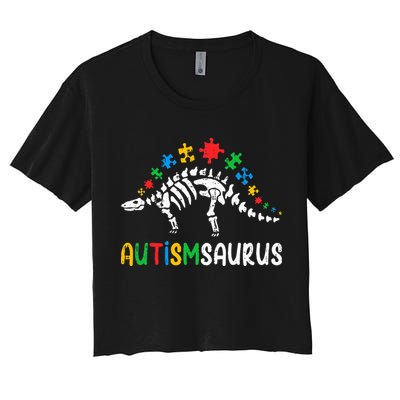 Autismsaurus Dinosaur Autism Awareness Crop Top