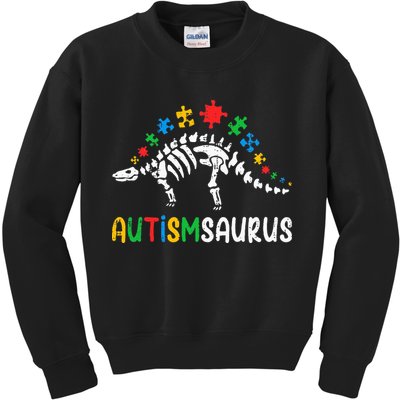 Autismsaurus Dinosaur Autism Awareness Kids Sweatshirt