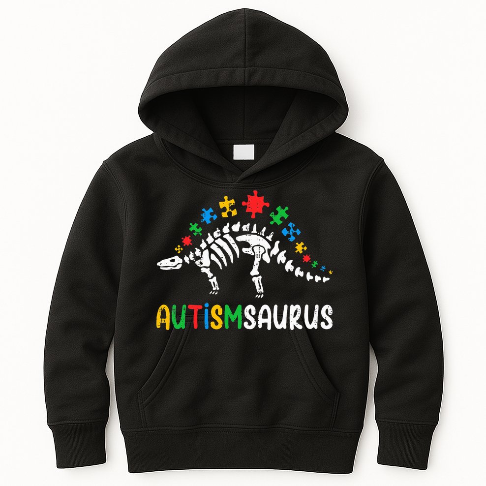 Autismsaurus Dinosaur Autism Awareness Kids Hoodie