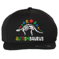 Autismsaurus Dinosaur Autism Awareness Wool Snapback Cap