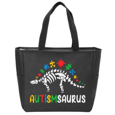 Autismsaurus Dinosaur Autism Awareness Zip Tote Bag