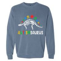 Autismsaurus Dinosaur Autism Awareness Garment-Dyed Sweatshirt
