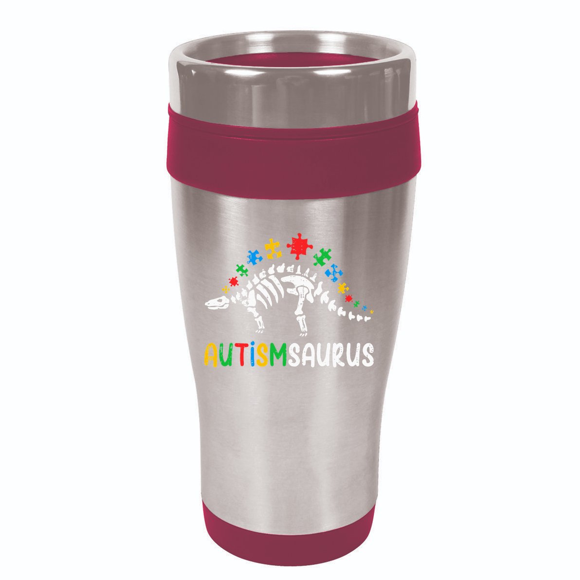 Autismsaurus Dinosaur Autism Awareness 16oz Travel Tumbler