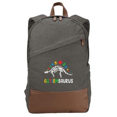 Autismsaurus Dinosaur Autism Awareness Cotton Canvas Backpack