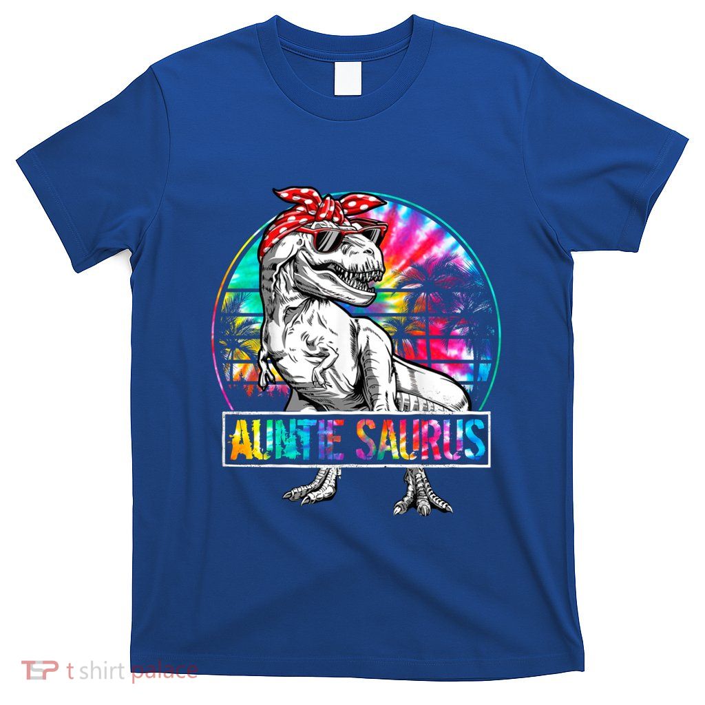 Auntiesaurus Dinosaur Aunt Saurus Summer Teacher Tie Dye Great Gift T-Shirt