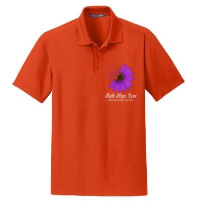 Alzheimer's Disease Awareness Faith Hope Love Purple Ribbon Great Gift Dry Zone Grid Polo