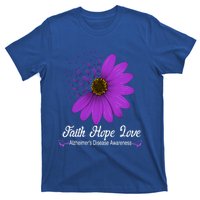 Alzheimer's Disease Awareness Faith Hope Love Purple Ribbon Great Gift T-Shirt