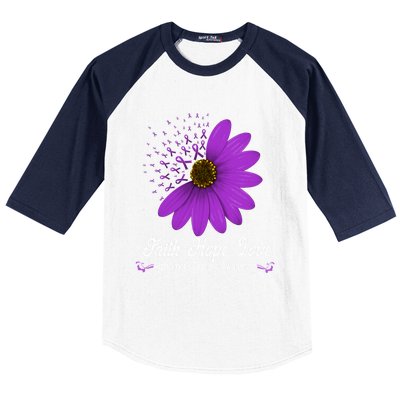 Alzheimer's Disease Awareness Faith Hope Love Purple Ribbon Great Gift Baseball Sleeve Shirt