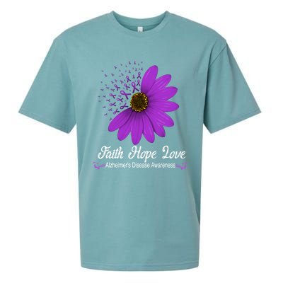 Alzheimer's Disease Awareness Faith Hope Love Purple Ribbon Great Gift Sueded Cloud Jersey T-Shirt