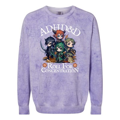 Adhd Dnd Adventurers Roll For Concentration Colorblast Crewneck Sweatshirt