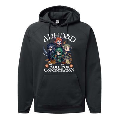 Adhd Dnd Adventurers Roll For Concentration Performance Fleece Hoodie