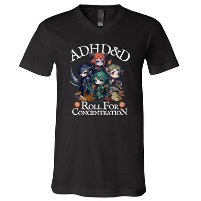 Adhd Dnd Adventurers Roll For Concentration V-Neck T-Shirt