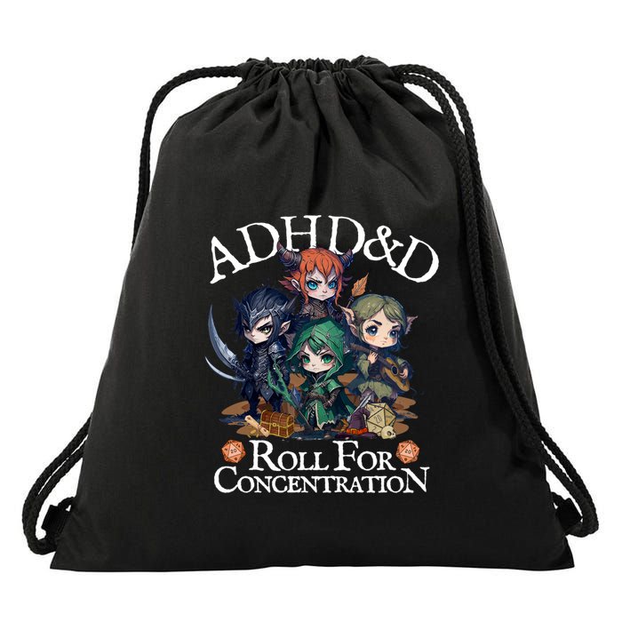 Adhd Dnd Adventurers Roll For Concentration Drawstring Bag
