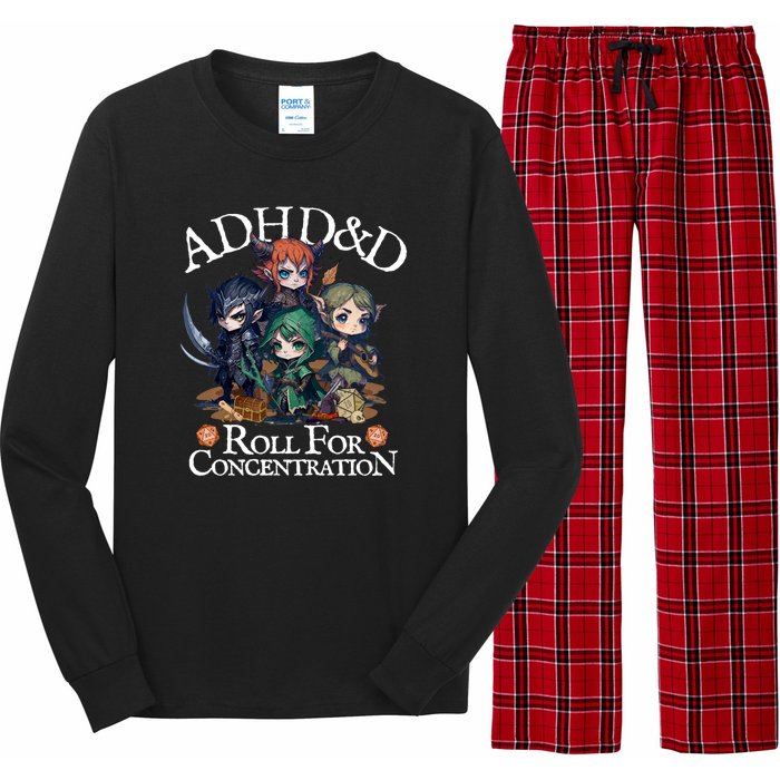 Adhd Dnd Adventurers Roll For Concentration Long Sleeve Pajama Set