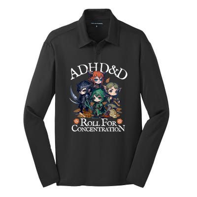 Adhd Dnd Adventurers Roll For Concentration Silk Touch Performance Long Sleeve Polo