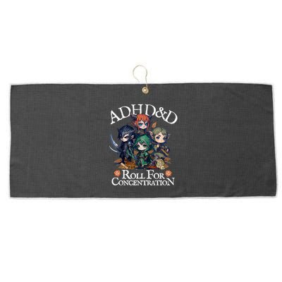 Adhd Dnd Adventurers Roll For Concentration Large Microfiber Waffle Golf Towel