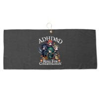 Adhd Dnd Adventurers Roll For Concentration Large Microfiber Waffle Golf Towel