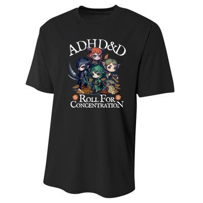 Adhd Dnd Adventurers Roll For Concentration Performance Sprint T-Shirt