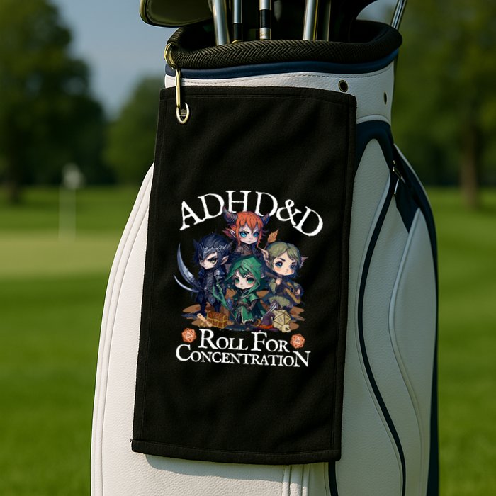 Adhd Dnd Adventurers Roll For Concentration Golf Towel