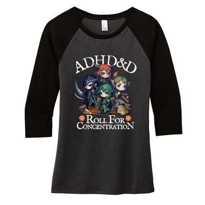 Adhd Dnd Adventurers Roll For Concentration Women's Tri-Blend 3/4-Sleeve Raglan Shirt