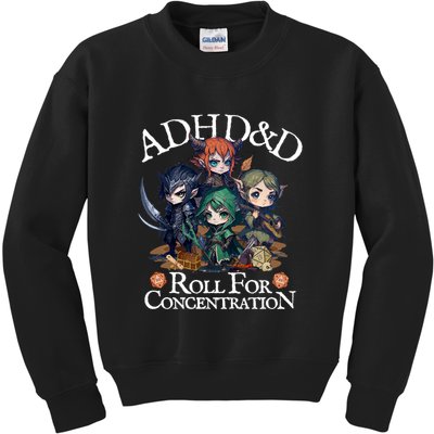 Adhd Dnd Adventurers Roll For Concentration Kids Sweatshirt
