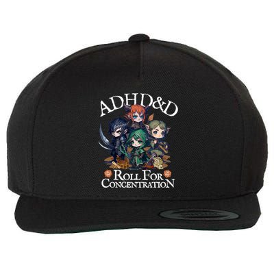 Adhd Dnd Adventurers Roll For Concentration Wool Snapback Cap