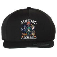 Adhd Dnd Adventurers Roll For Concentration Wool Snapback Cap