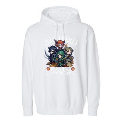 Adhd Dnd Adventurers Roll For Concentration Garment-Dyed Fleece Hoodie