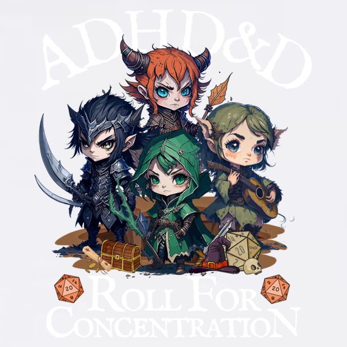 Adhd Dnd Adventurers Roll For Concentration Garment-Dyed Sweatshirt