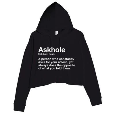 Askhole Definition Adult Crop Fleece Hoodie