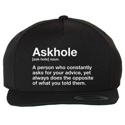 Askhole Definition Adult Wool Snapback Cap