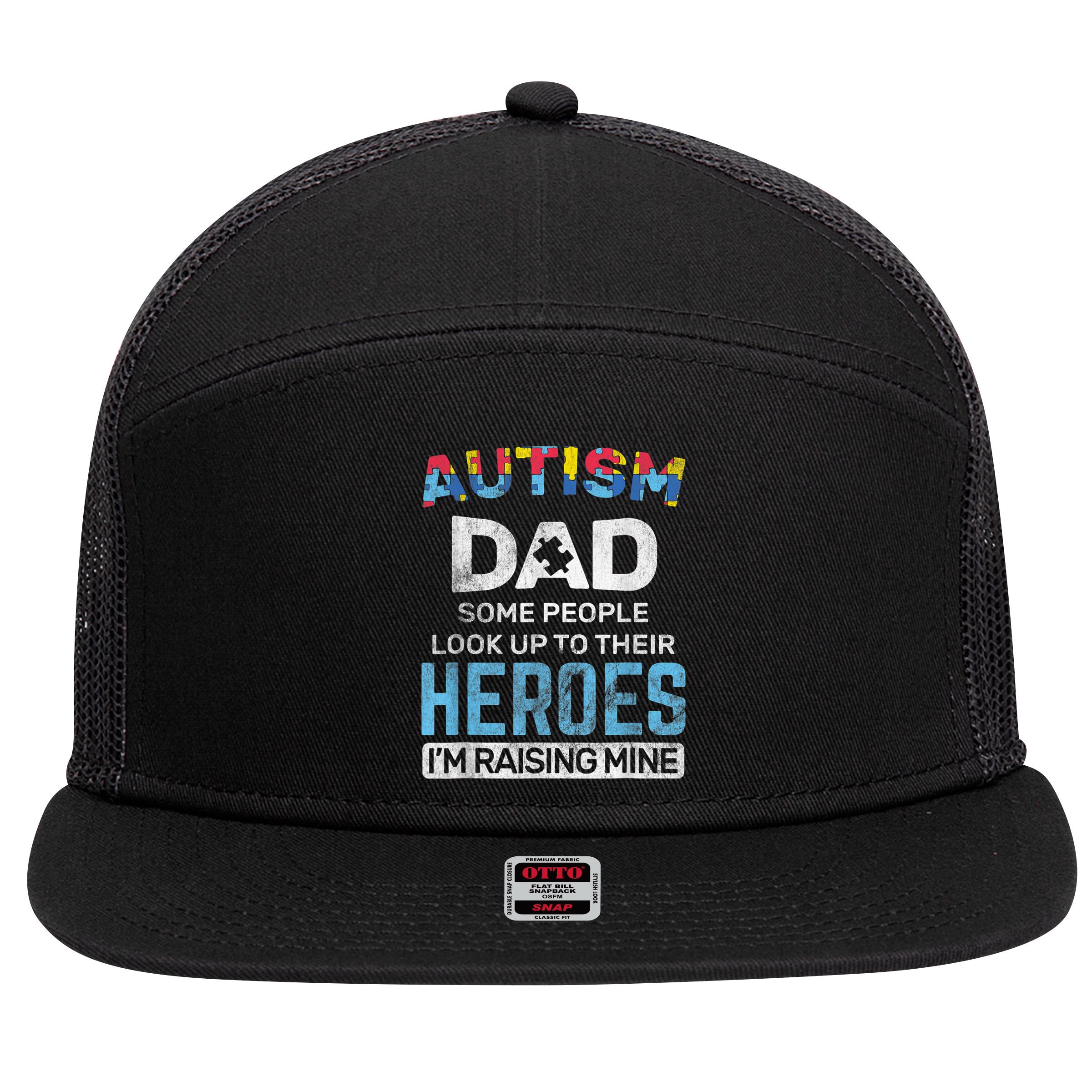 Autism Dad Autism Awareness Autistic Spectrum ASD 7 Panel Mesh Trucker Snapback Hat