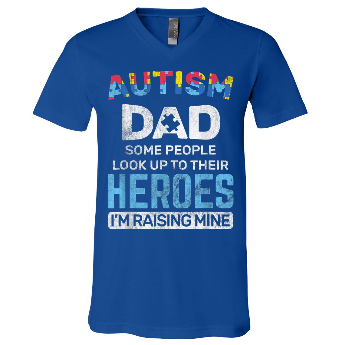 Autism Dad Autism Awareness Autistic Spectrum ASD V-Neck T-Shirt